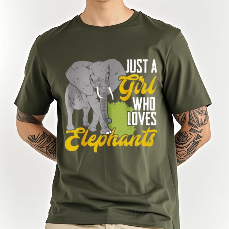 Everyday Tee New Arrived Boys Crew Neck Tshirt Streetwear Just A Girl Who Loves Elephants Stylish For Unisex Tops Breathable Tee