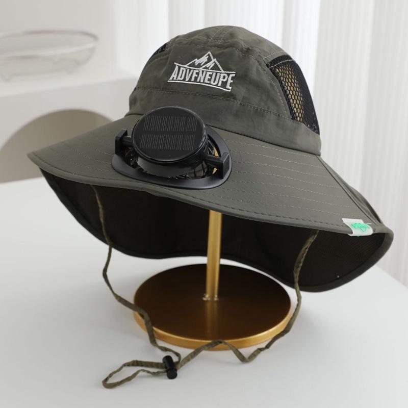 Children's Sun Protection Hat Summer Solar Charging Fan Visor Boys and Girls Big Brim Shawl Bucket Hat