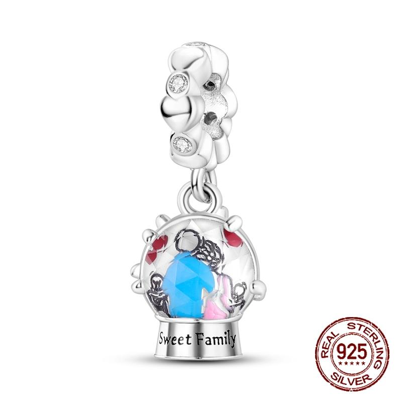 925 sterling copper boys and girls lovers pendant charms Fit 4MM hole diameter bracelet charm beads necklace Diy female Zircon