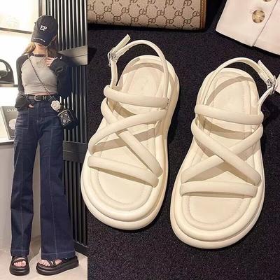 Platform Muffin Sandals Women Summer Wear Internet Celebrity Beach Shoes Fashion Versatile Non-slip Small Fragrant Roman Shoes