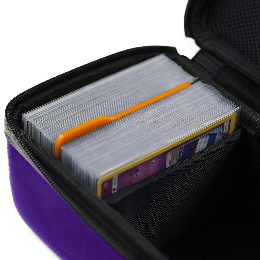 Quiver Time Purple Bolt Card Carrying Case Durable Trading Card Storage Perfect for TCG and Deck Includes and 100 Apollo Card Sleeves - Holder, Cards,