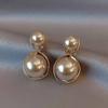 Minimalistische große Perlen-Steckohrringe für Damen Kristall Rund Elegant Temperament Vintage Anhänger Accessoires Luxuriöser Schmuck Geschenke