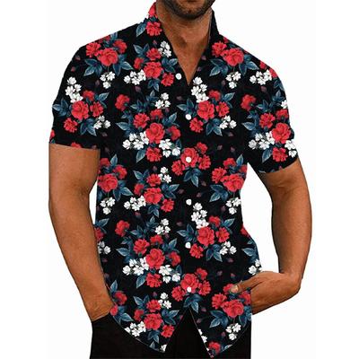 Herrenhemd für Männer 3D-gedrucktes Blumenmuster Hawaiianisch Sommer Neue Mode Strandhemd Bequemes Oberteil Bluse Kurze Ärmel Streetwear