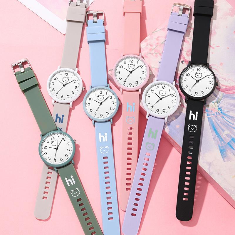 Cartoon Animation Student Watch Candy Color Waterproof Silicone Watch Small Fresh Junior High School Quartz Watch