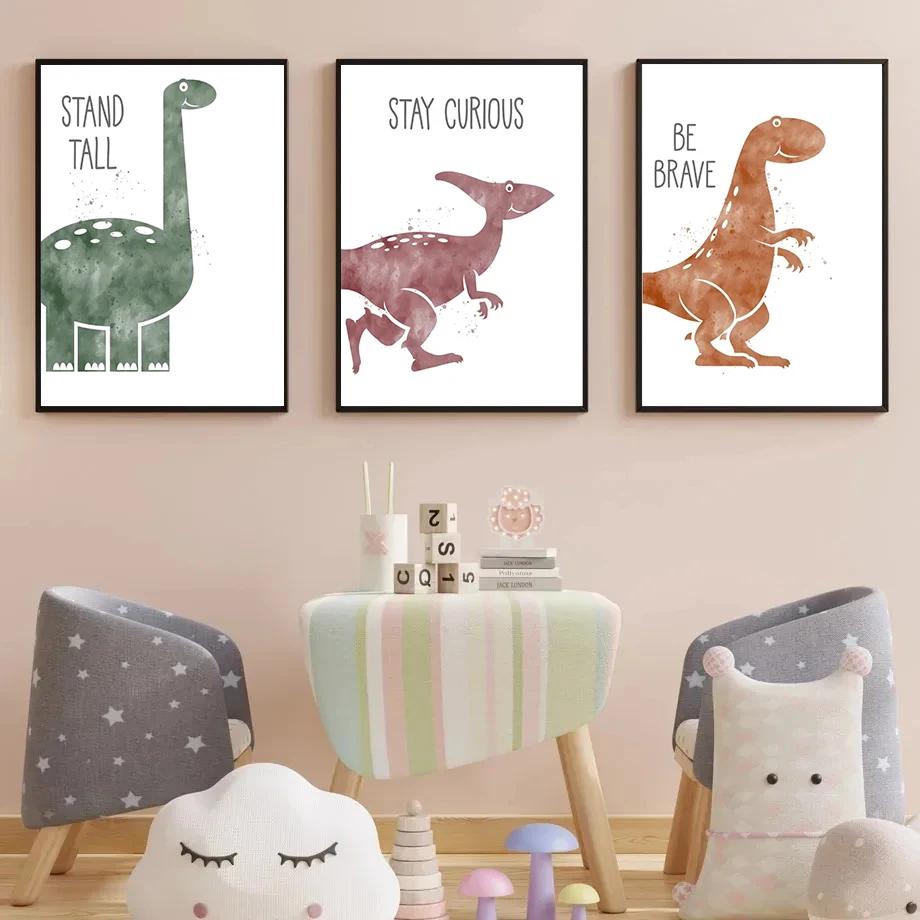 Postere Dinozaur Drăguț Desen Animat Animal Pepinieră Poster Nordic Artă de Perete Pictură pe Pânză Decor Acasă Camera Copiilor Decor Pepinieră