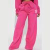 2026 Autumn Women's Casual High Waist Drawstring Sweatpants, Elastic Waist Pocketed Wide-Leg Pants with Letter Print, Pink Long Trousers