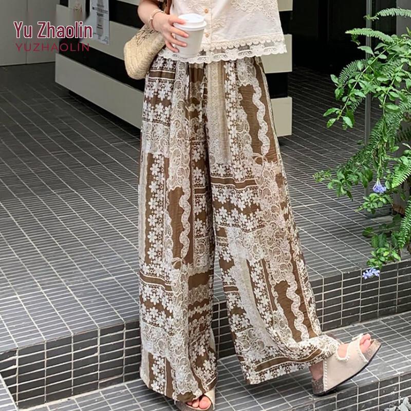 YUZHAOLIN Women s Summer Loose Wide-Leg Lounge Pants L