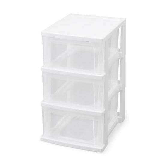 Iris Ohyama Chest Slim Chest 3 Tiers Sturdy Design (Integrated Frame) Water Access OK NSS-323 Width 30.9 x Depth 38 x Height 59cm White/Clear