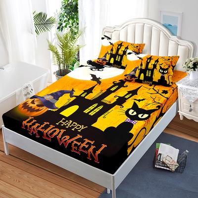 Frohes Halloween Spannbettlaken Matratzenschoner Kinder Kürbis Bettbezug Einzelbett Doppelbett Queen-Size King-Size Elastisches Bettlaken Kissenbezug