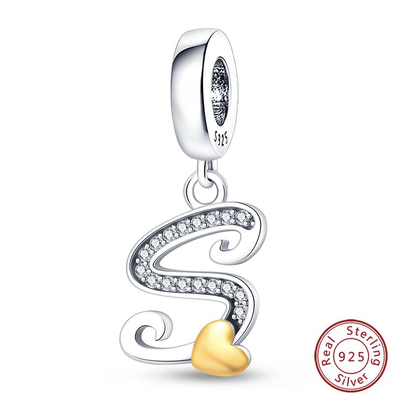 26 English Letter Series Copper Gold Heart-Shaped Design Charms Beads 3Mm Diy Fine Jewelry Making