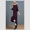 Long Knee-length Knitted Dress for Women In Autumn and Winter Solid Color Loose Plus-size Sweater Dress Half Turtleneck Sweater A-line Dress