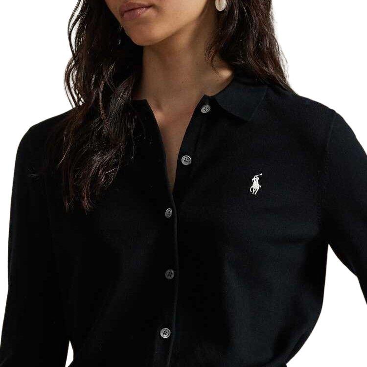 Polo Ralph Lauren FW25 Polo Button-Up Long Sleeve Knit Sweater Women Sweater Black WMPOSWENDW20437-001