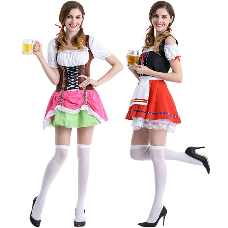 Costume da Ragazza della Birra Oktoberfest Vestito da Cameriera per Donna, Festa del Festival della Birra Tedesca Uniforme da Barista, 4 Opzioni di Taglia