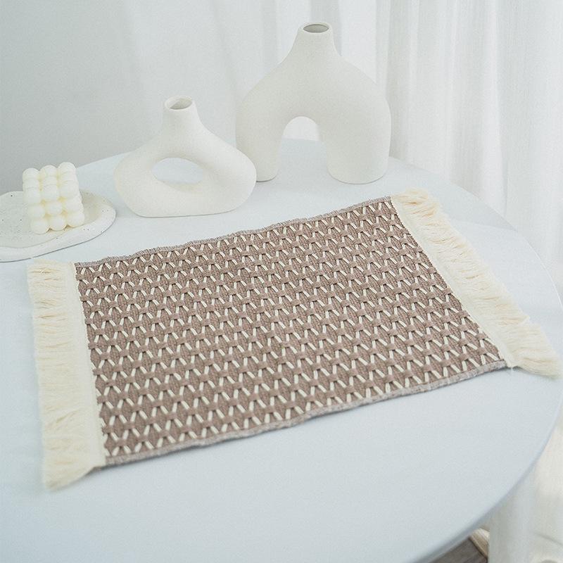 New Chinese Style Cotton-Linen Woven Placemat Coaster & Heat-Resistant Dining Table Mat for Kindergarten.
