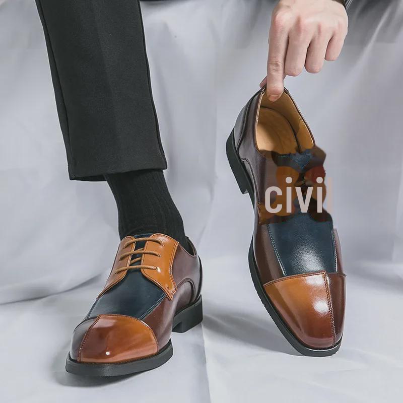 Men's Retro British Style Leather Square Toe Shoes - Casual & Formal