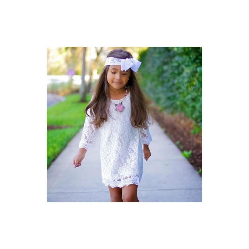 Robe de Fête Blanche en Dentelle Florale Élégante pour Bébés et Enfants Filles pour les Célébrations d'Été