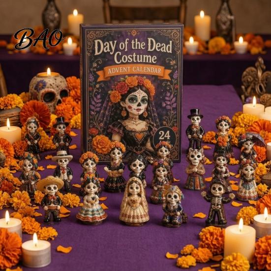 Festive Desktop Display Ornaments Day of The Dead Costume Advent Calendar 2026, 24 Days Countdown with Traditional Altar Table Decorations Pcs