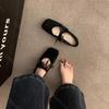 Fashion Comemore French Retro Style Ballet Single Shoes Women Square Head Soft Bottom Mary Jane Shoes Solid Color Lace Up Casual Flats
