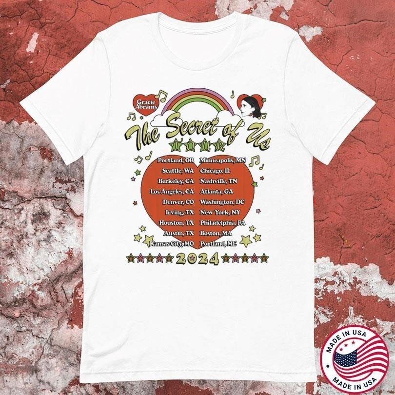 Gracie Abrams The Secret Of Us Tour 2024 Cotton White S-5XL T Shirt CM357 XXXXL