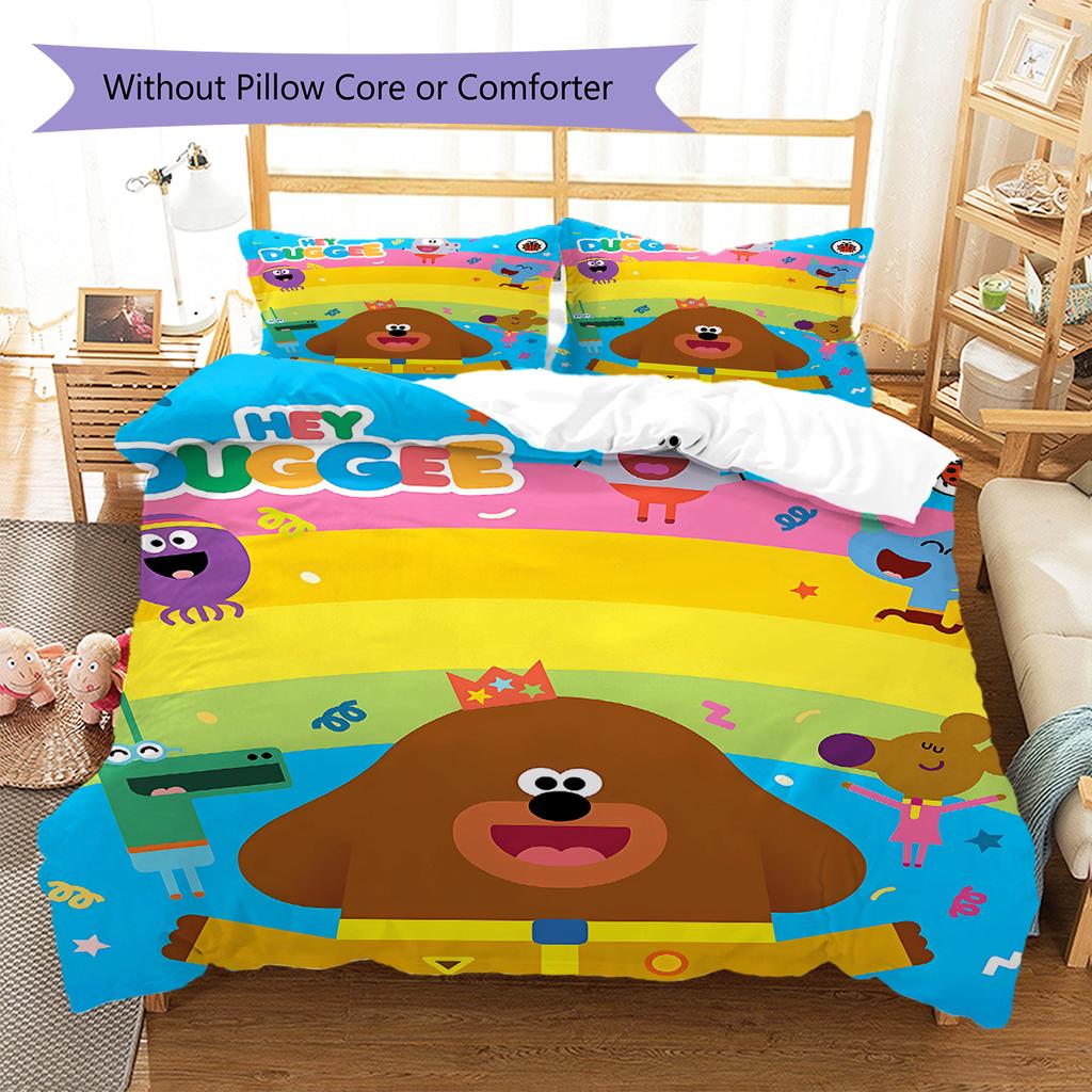 Biancheria da letto con motivo Hey Duggee, Set piumone Copripiumino Federa Regalo di compleanno per la casa (1 * copripiumino + 2 * federa, senza nucleo)