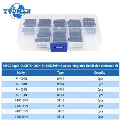 80 Stück Integrierte Schaltung Logik IC Kit DIP-14 SN74HC00N SN74HC04N SN74HC08N SN74HC14N SN74HC138N SN74HC164N SN74HC165N SN74HC595N