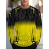 Geometric Pattern Gradual Change Printed Round Neck Long Sleeve T-shirt, Casual Fashion Streetwear
