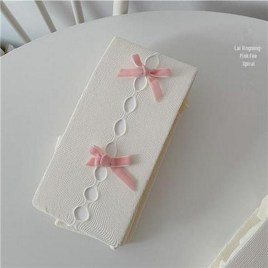 

Y2K Белые банты ажурные чулки, сладкий стиль Лолиты, весна/осень черные шелковые колготки розовый