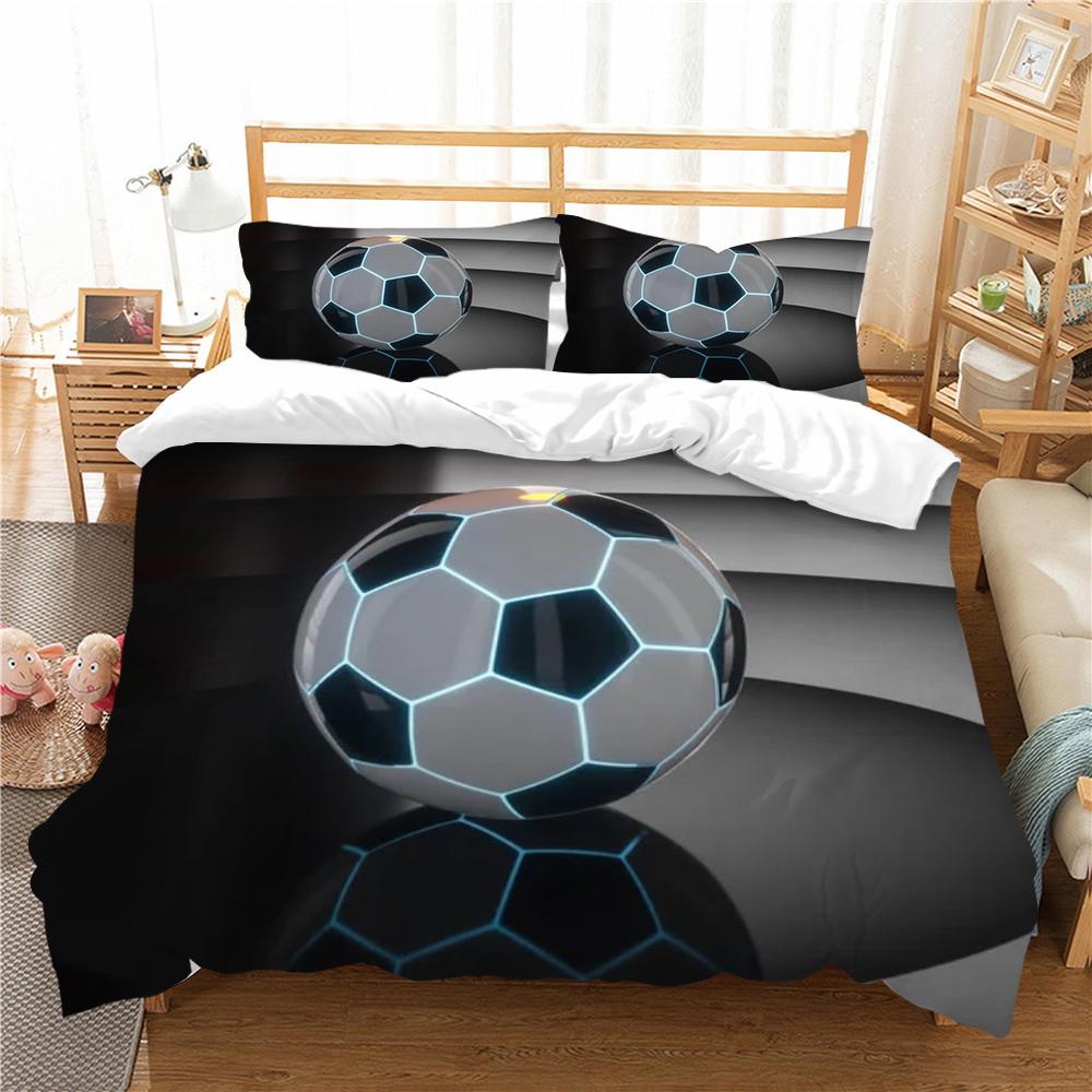 

3D футбольний друк Домашня постільна білизна Підковдра Підодіяльник Комплект постільної білизни Підодіяльники Хлопчик Дитячий постільний костюм Комфортний AU Single 140x210cm