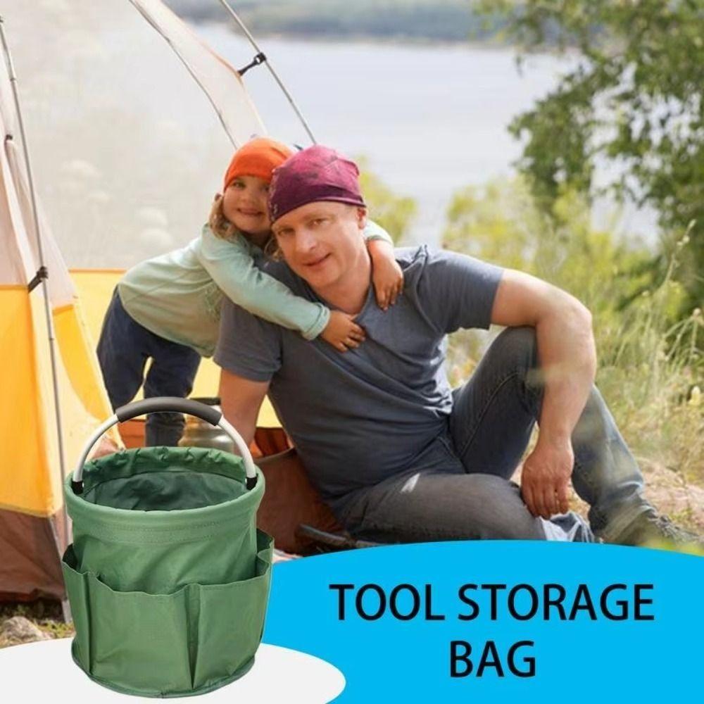 Multifunction Picnic Folding Basket Multi Pocket Electrician Toolkit Bucket  for Bathroom