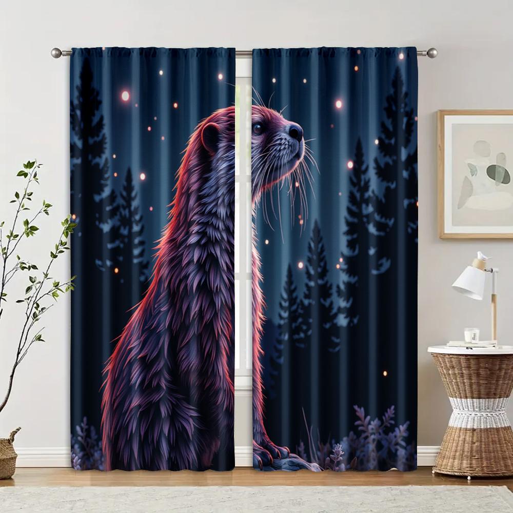 

2 pcs, filtering curtains (excluding rods, non-movable, without batteries) Night Mouse for use in bedrooms and living rooms 29x65in(75x166cm)