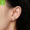 One Carat Green Moissanite Four-Claw Stud Earrings, Simple And Versatile High-End S925 Tremella Decoration