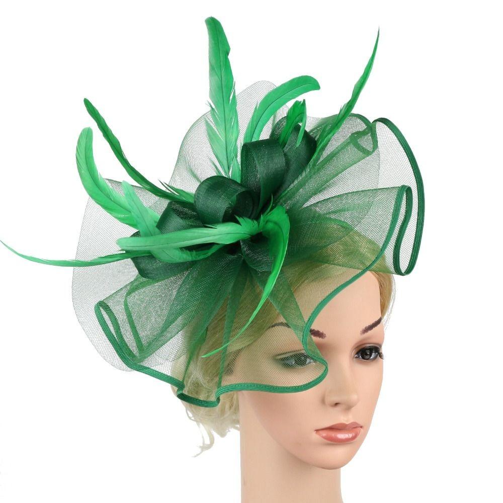 Formal Dress Fascinator Headdress Stylish Bridal Mesh Cap Wedding Feather Hat Headband  Women