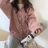 Sztruksowa koszula damska długie kobiece luźne topy kość słoniowa różowy płaszcz na co dzień z kołnierzykiem i długim rękawem
