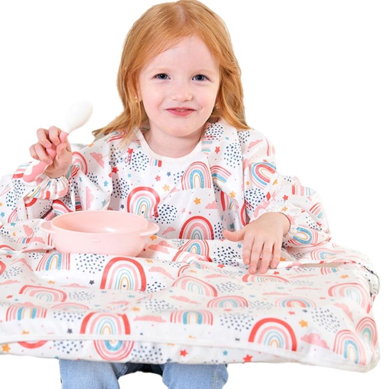 Baby Feeding Bib with Integrated Table Cover Water Resistant and Stain Resistant for Most High Chairs Comfortable Wear