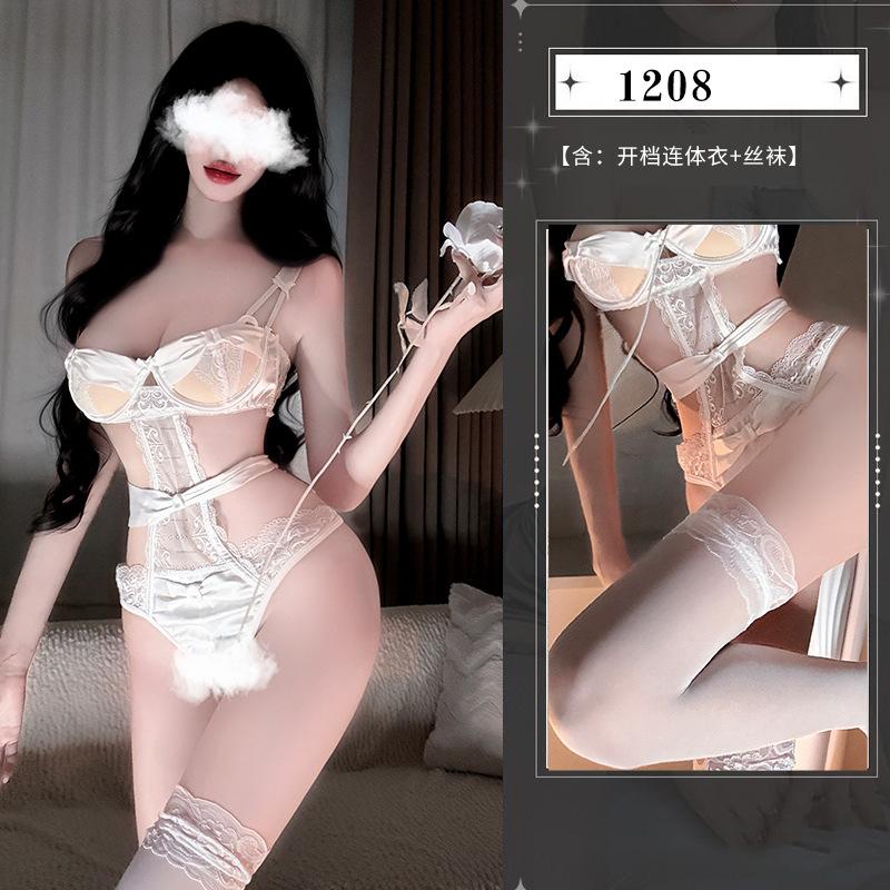 Sexy underwear suspender onesie lace suit seduction uniform hollow sexy small chest women's steel ring