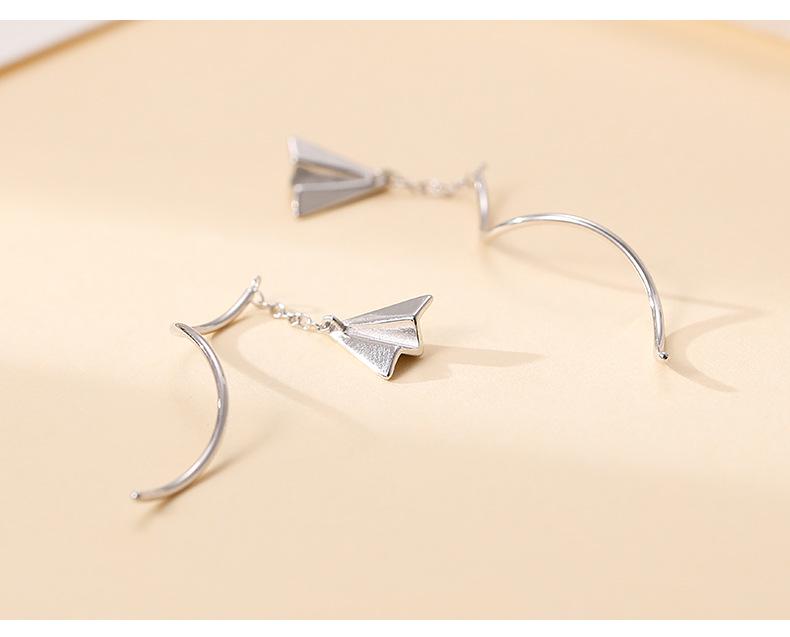 Banyan Tree Silver Paper Airplane Tassel Earrings: Simple, Nostalgic & Trendy Design