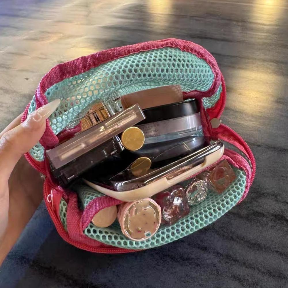 Small Capacity Square Mesh Storage Pouch Portable Clear Mesh Bag Creative Change Storage Bag  Men
