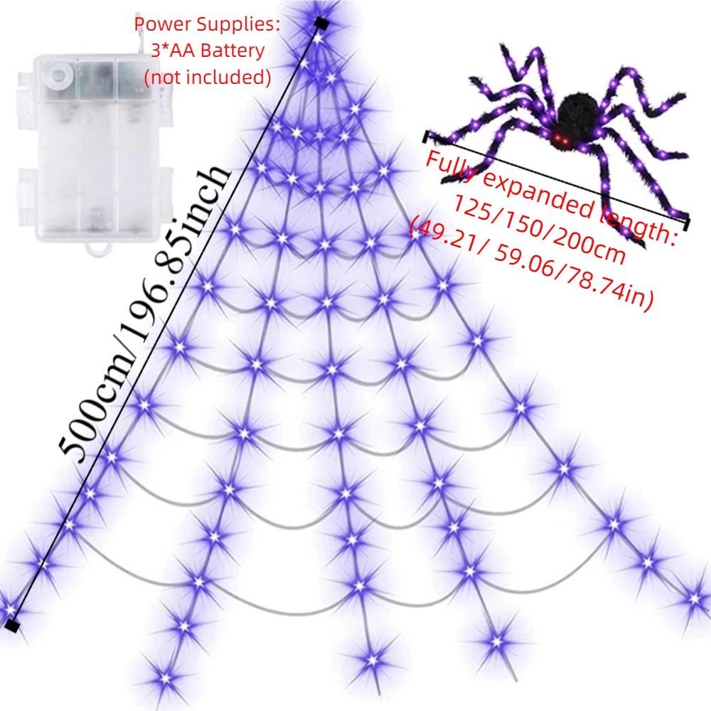 Waterproof Halloween Spider Web Lights 8 Modes Scary Giant Spider LED Spider Net  Garden Yard