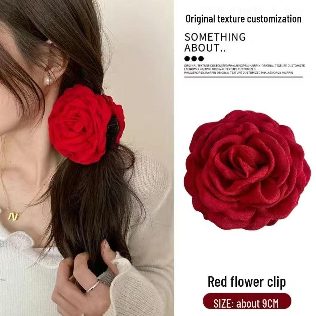 Caro Floral Rose Hair Claw Clip for Women - European & American Style, Summer Headdress