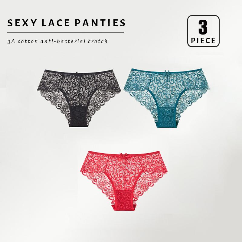 

FallSweet 3 шт./лот! Женские кружевные дышащие прозрачные трусики Интимное нижнее белье Дамское сексуальное нижнее белье S-XL XL