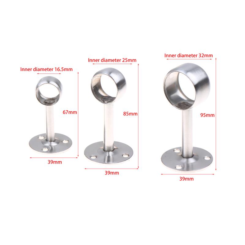 2Pcs Stainless Steel Flange Rod Holder 19-32MM Curtain Ceiling Mount Brackets for Windows Easy Install Sturdy Support