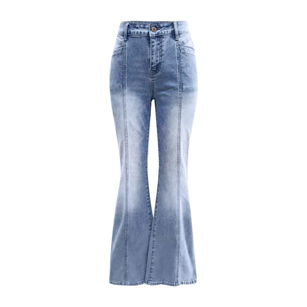 Dámské evropské a americké stylové a všestranné džíny s vysokým pasem a širokými nohavicemi