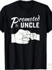 Unisex  Promoted To Uncle  Announcement T-Shirt - 4 Black Pure Cotton 220gsm Retro Round Neck Tee Wi