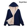 Plus Size Womens Plush Hooded Jacket Long Sleeve Zipper Sweater Coat Tops