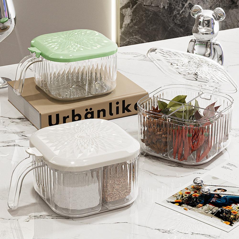 Moisture-proof Condiment Container 4 Compartment Spice Jar Condiment Storage Box  Restaurant