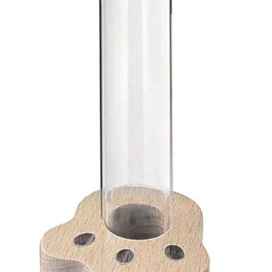Gedenkflasche für Tierhaare Transparente Röhre und Holzsockel mit Katzenpfote Erinnerungsflasche zum Sammeln und zur Aufbewahrung von Haustiererinnerungen