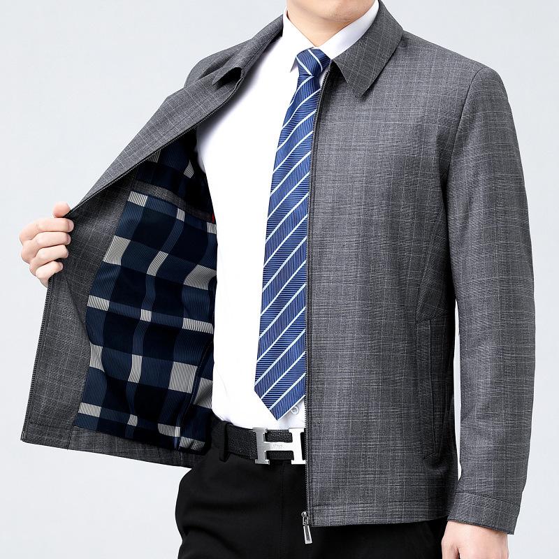 Spring new men's lapel jacket, middle-aged dad's outfit, civil servant, business leader cadre jacket