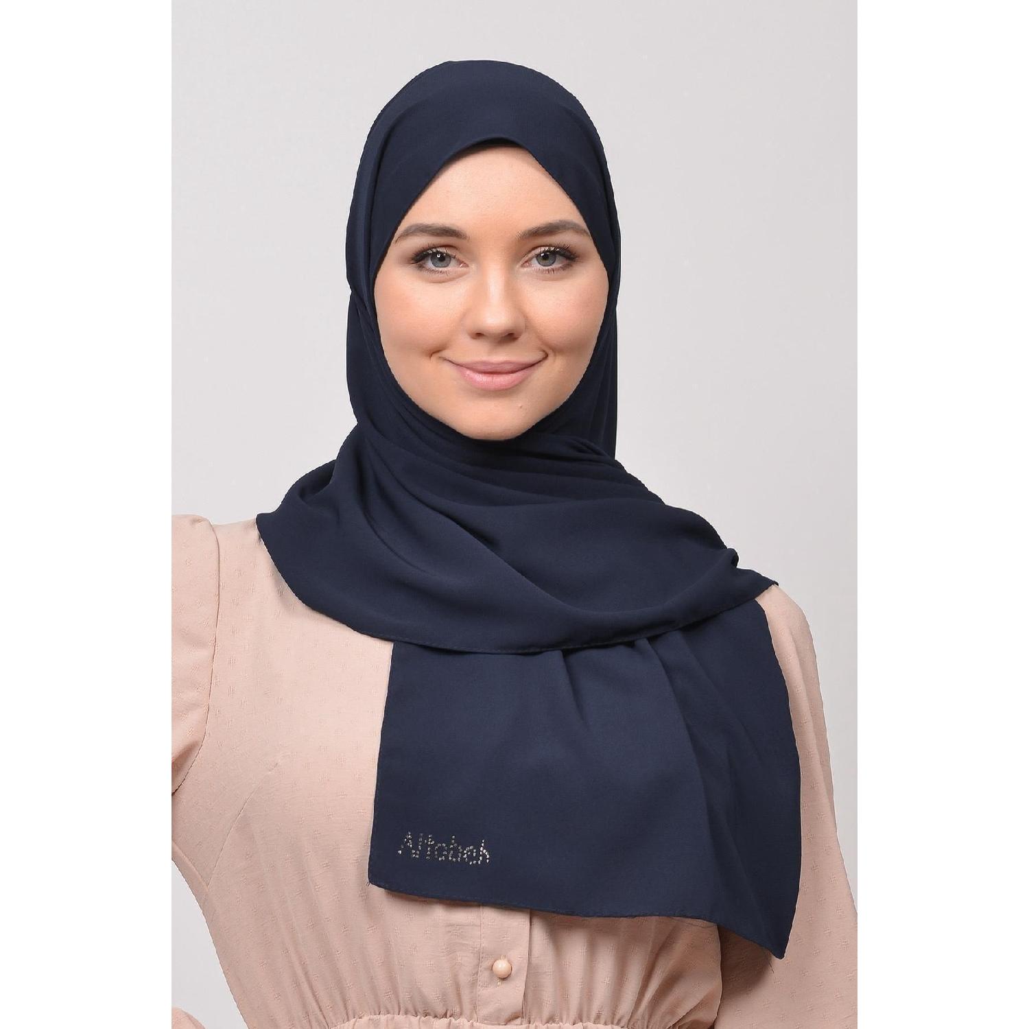 

Шаль-хиджаб Medina Silk Plain - темно-синий 180 x 70
