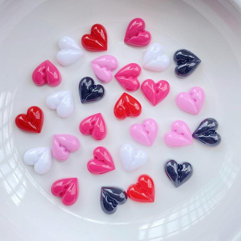 50Pcs New Cute Resin 8mm Mini Heart-shaped Series Flat Back Manicure Parts Embellishments For Hair Bows Accessories