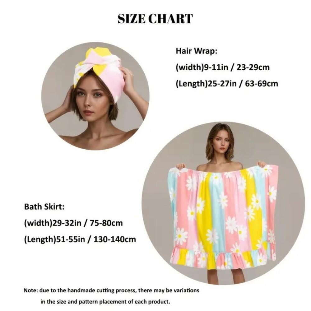 Soft Women Shower Towel Dress Breathable Beach Towel Bath Skirt and Hair Wrap Set  Fitness